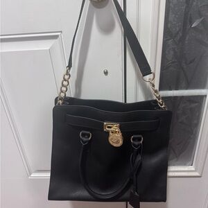 Michael Kors Black Shoulder Bag with Gold Hardware